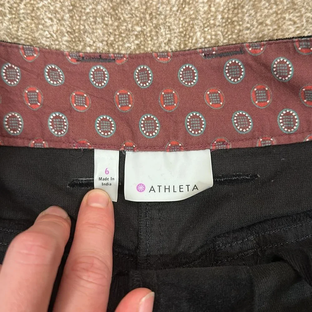 Athleta Black Velveteen Mini Skirt Dark Fall Winter Preppy Stretch Women Size 6